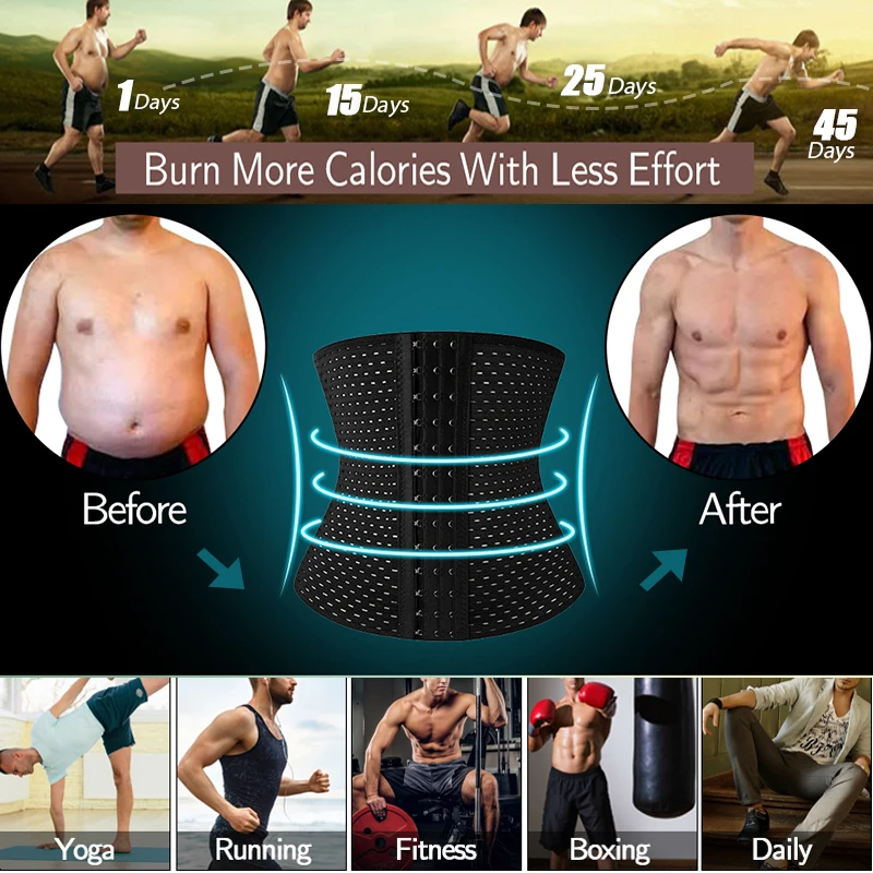 Men Slimming Body Shaper Waist Trainer Trimmer Belt Corset For Abdomen Belly Tummy Control Fitness Cincher Compression Shapewear