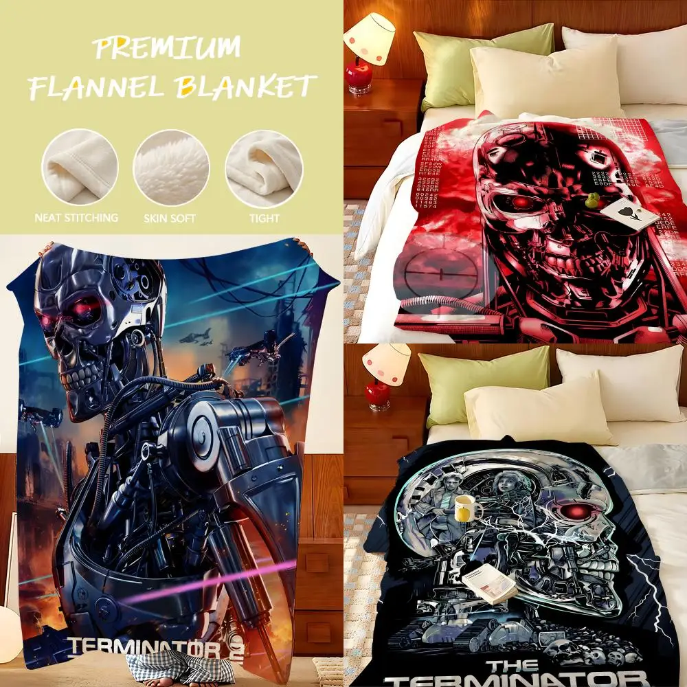 Movie T-The T-Terminator Throw Flannel Throw Blanket, Lightweight Cozy, Durable Washable cute Cool