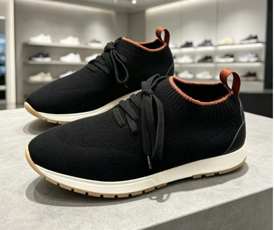 Breathable mesh knit sports sneakers for men summer comfort daily casual versatile lightweight shoes.