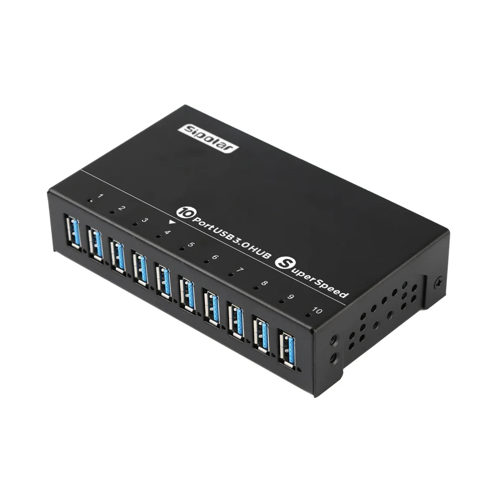 Sipolar 고속 데이터 전송 멀티 고속 충전기 분배기, 산업용 USB 3.0 허브, 10 포트 전원 어댑터 포함, A103, 12V5A