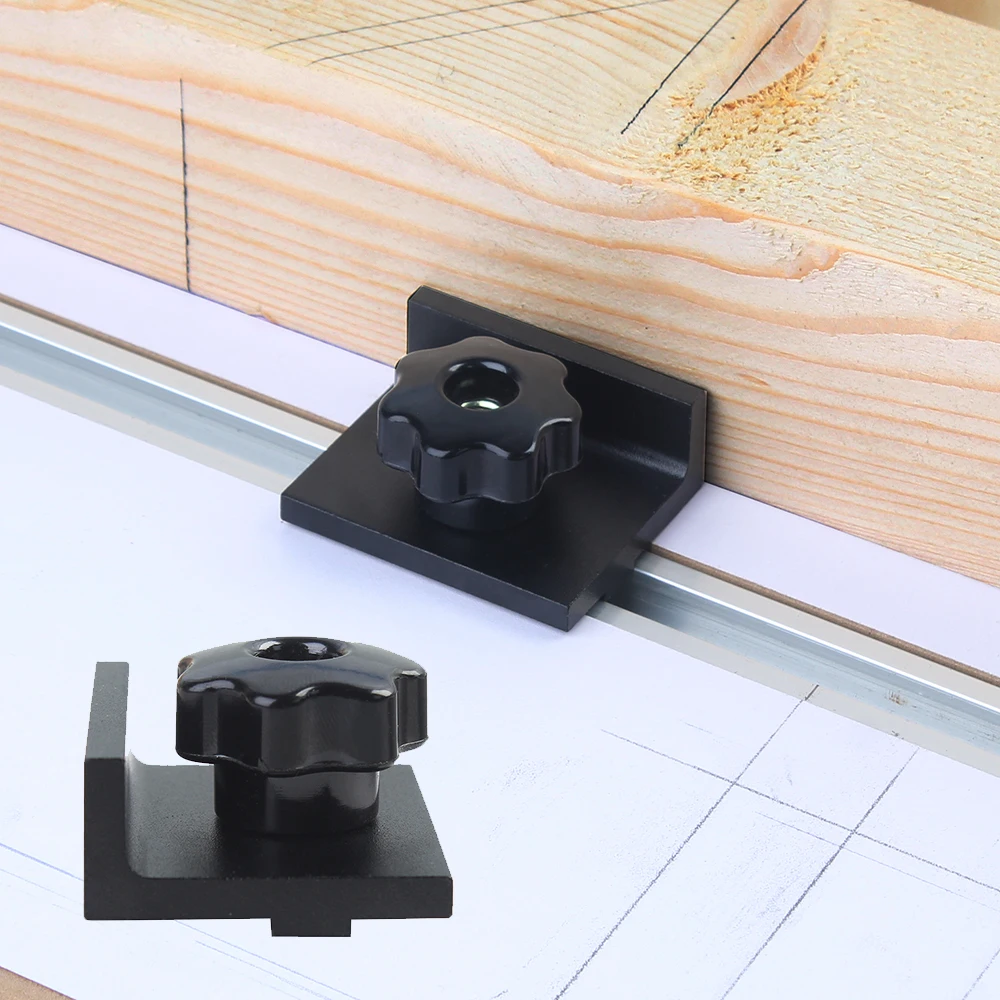 Carpintaria Workbench Posicionamento Clamp Tool T-track Stop Kit Liga de Alumínio Baffle Plate Planing Stop Board 19 mm 30 mm