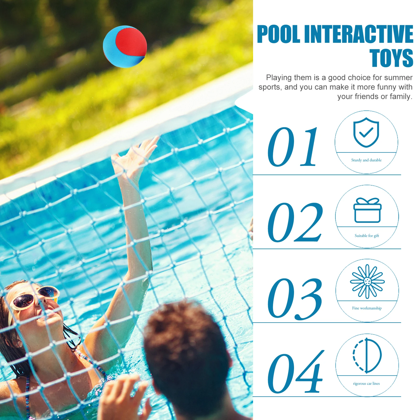 2Pcs Pool Bouncy Balls Summer Outdoor Beach Interactive Fun Water Sports Balls Lightweight