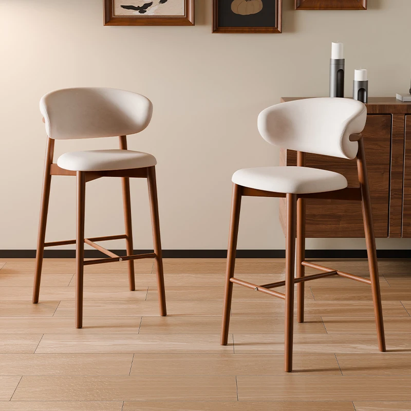 Modern Designer-Inspired Bar Stool, Mid-Century Counter Height Chair with Footrest Furniture Dining Stool for Home Kitchen
