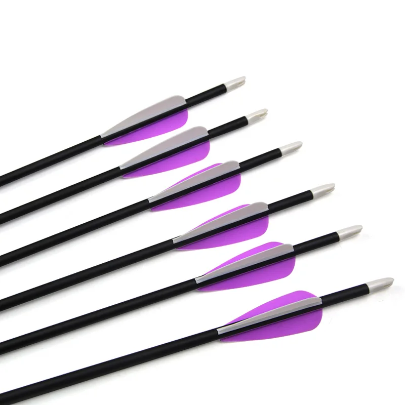 6/12pcs 32inch Archery Carbon Arrow Spine 500 ID6.2mm Rubber Feather 100gr Blade Arrowhead Recurve/Compound Hunting Accessories