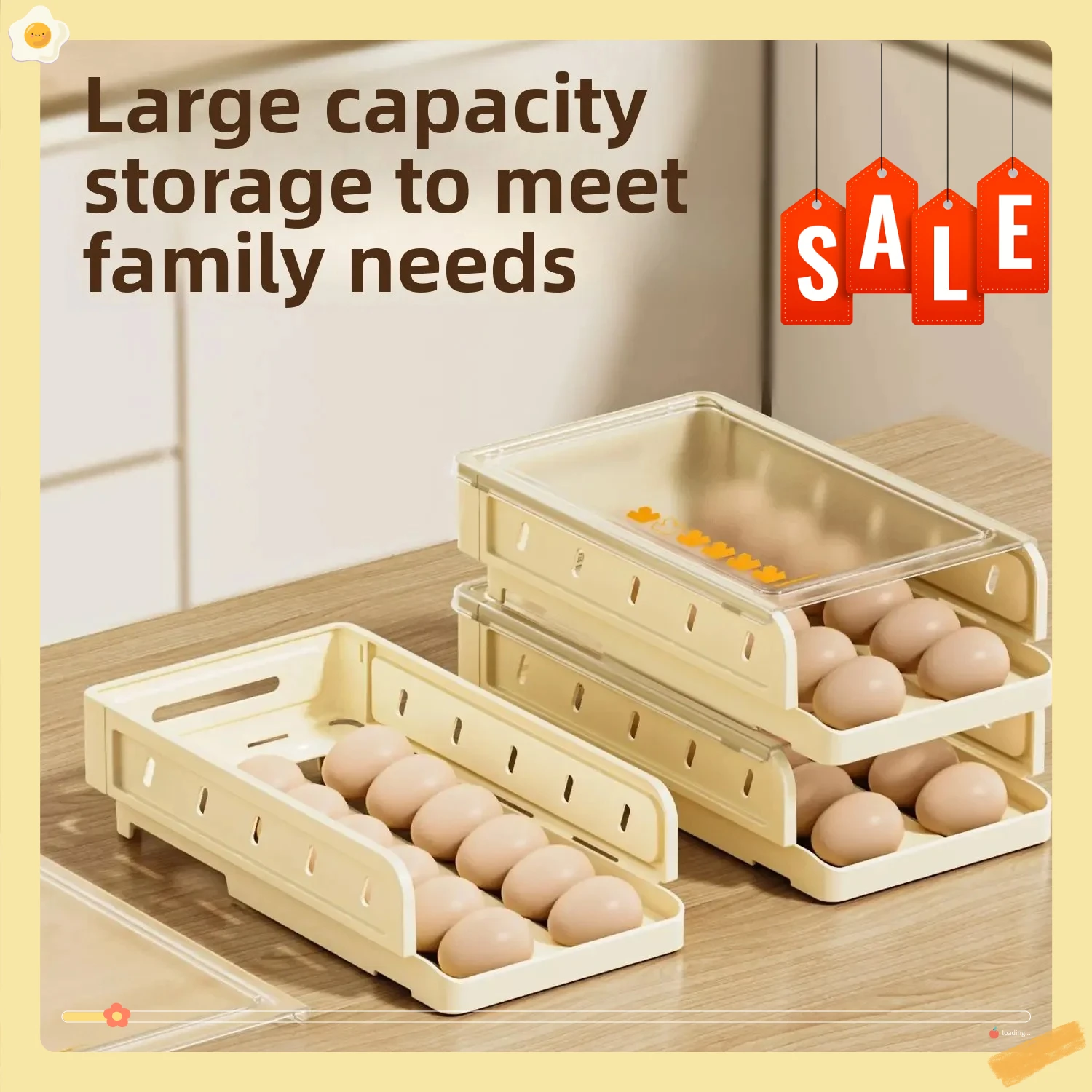 Multi-Layer Luxury Egg Storage Box - Foldable & Stackable | Polypropylene Kitchen Organizer for Refrigerator Home Use