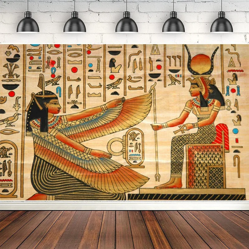 Photography Backdrop Ancient Egyptian Mural Painting Queen Of Egypt Hieroglyphic Interior Party Decor Adults Portrait Background