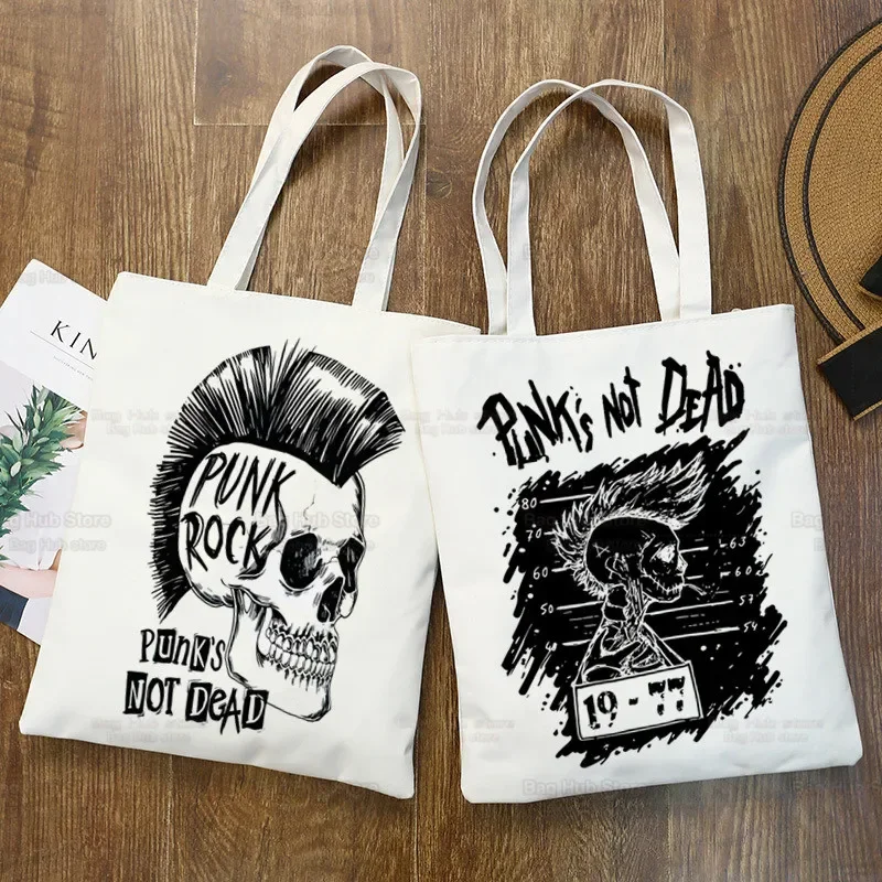 

Женская сумка для покупок Punks Not Dead Rock, экологически чистая многоразовая женская сумка-тоут, сумка для колледжа, большая женская сумка через плечо в стиле ретро