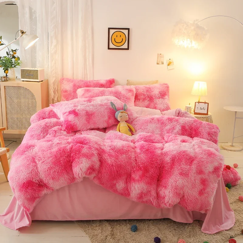 

Super Shaggy Coral Fleece Warm Cozy Princess Bedding Set Mink Velvet Quilt/Duvet Cover Set Bed Comforter Blanket Pillowcases