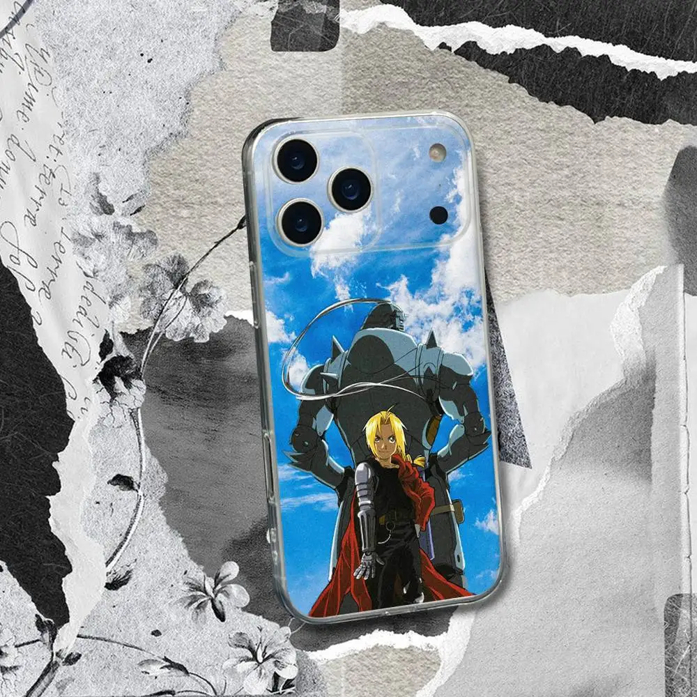 Anime FULLMETAL ALCHEMIST Handyhülle für iPhone 17,16,15,14,13,12,11 Pro,Max,Plus,X,XS,XR,SE4,E Mini Transparent Soft Cover