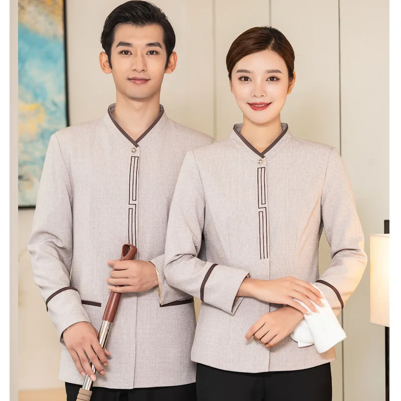 Embroidery Great Wall Property Staff Suit Cleaning Aunt Work Clothes Autumn and Winter PA Hospital Mall Supermarket Rea