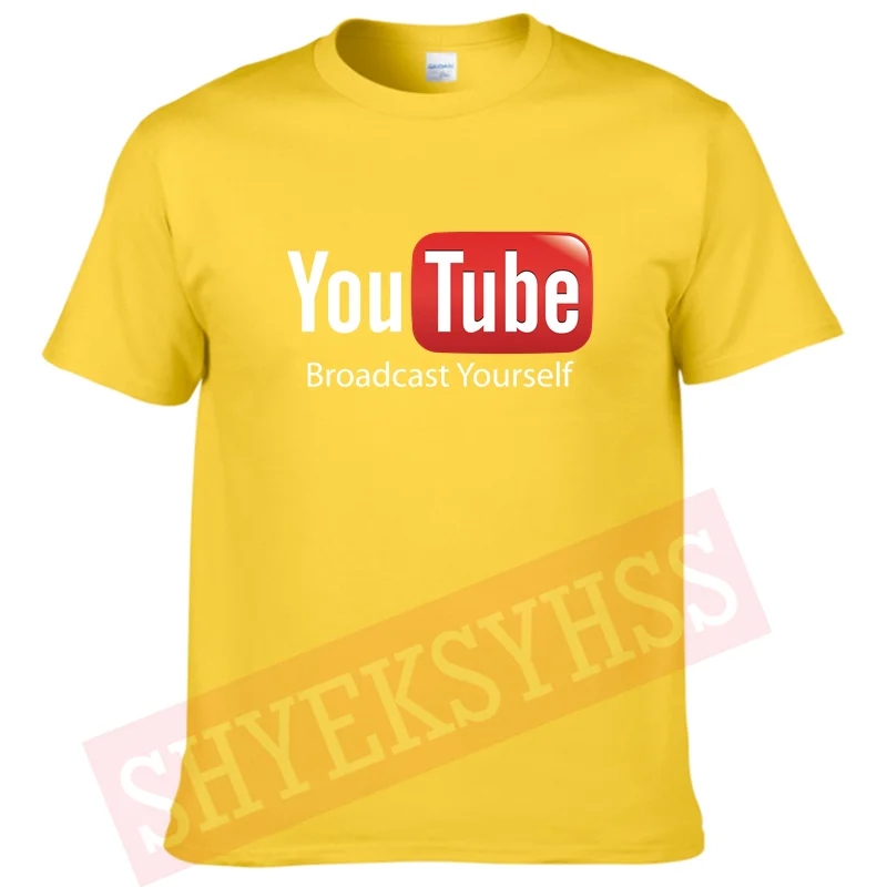 YouTube Broadcast Yourself Men\'s T Shirt Interesting Video Website Street Short Sleeve 100% Cotton Universal T-shirt