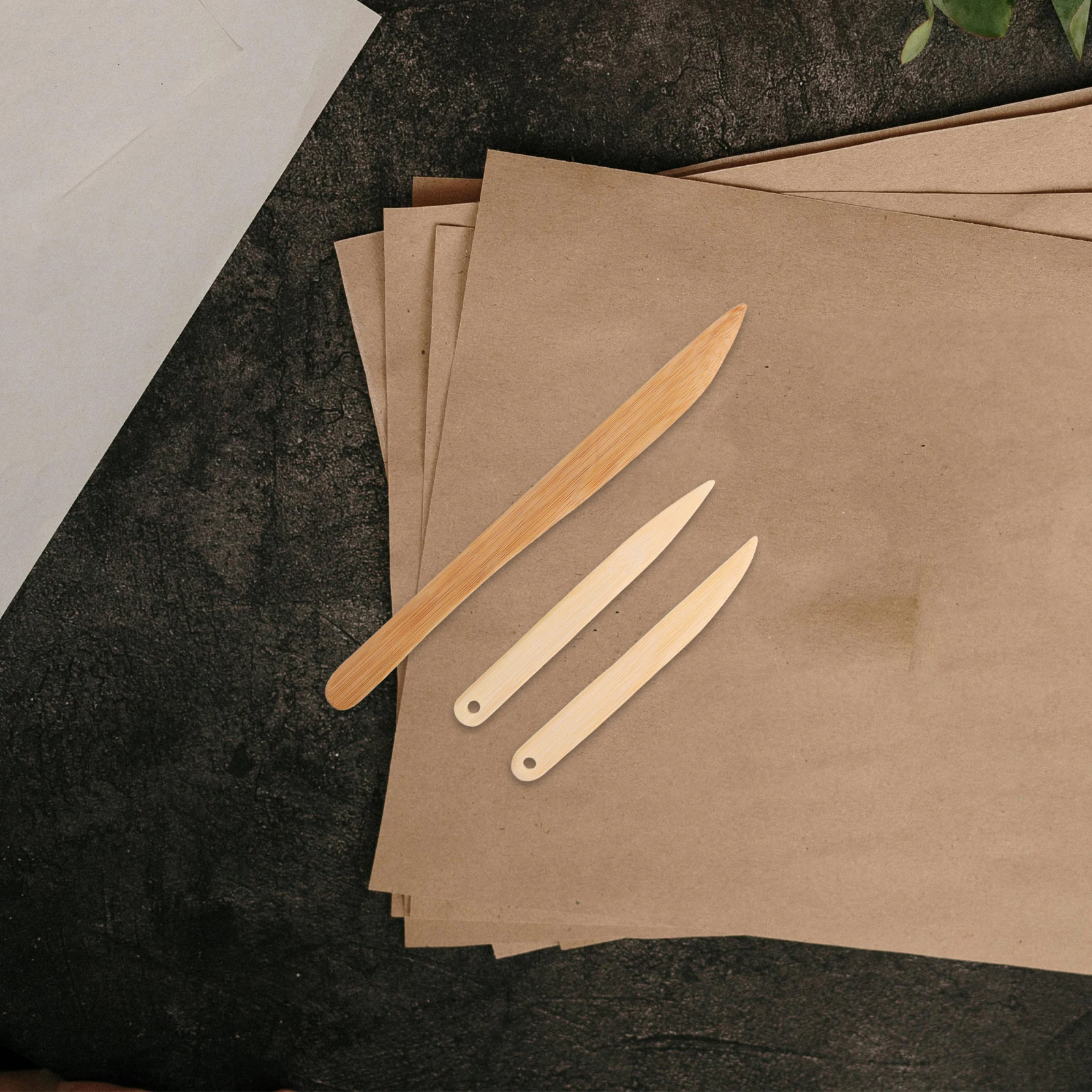 

3pcs Calligraphy Rice Paper Knife Artistic Supplies Manual Cutting Small Wood Blade Vintage Design DIY Paper Craft Tool