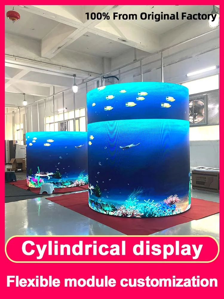 LED Display Screen Indoor Cylindrical LED Animated Pixel Display LED Digital Signage P2.5 Soft Module TV Video Wall