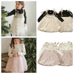 Girls Dress 2024 New Toddler Baby Girls Cute Lace Thickened Princess Dress