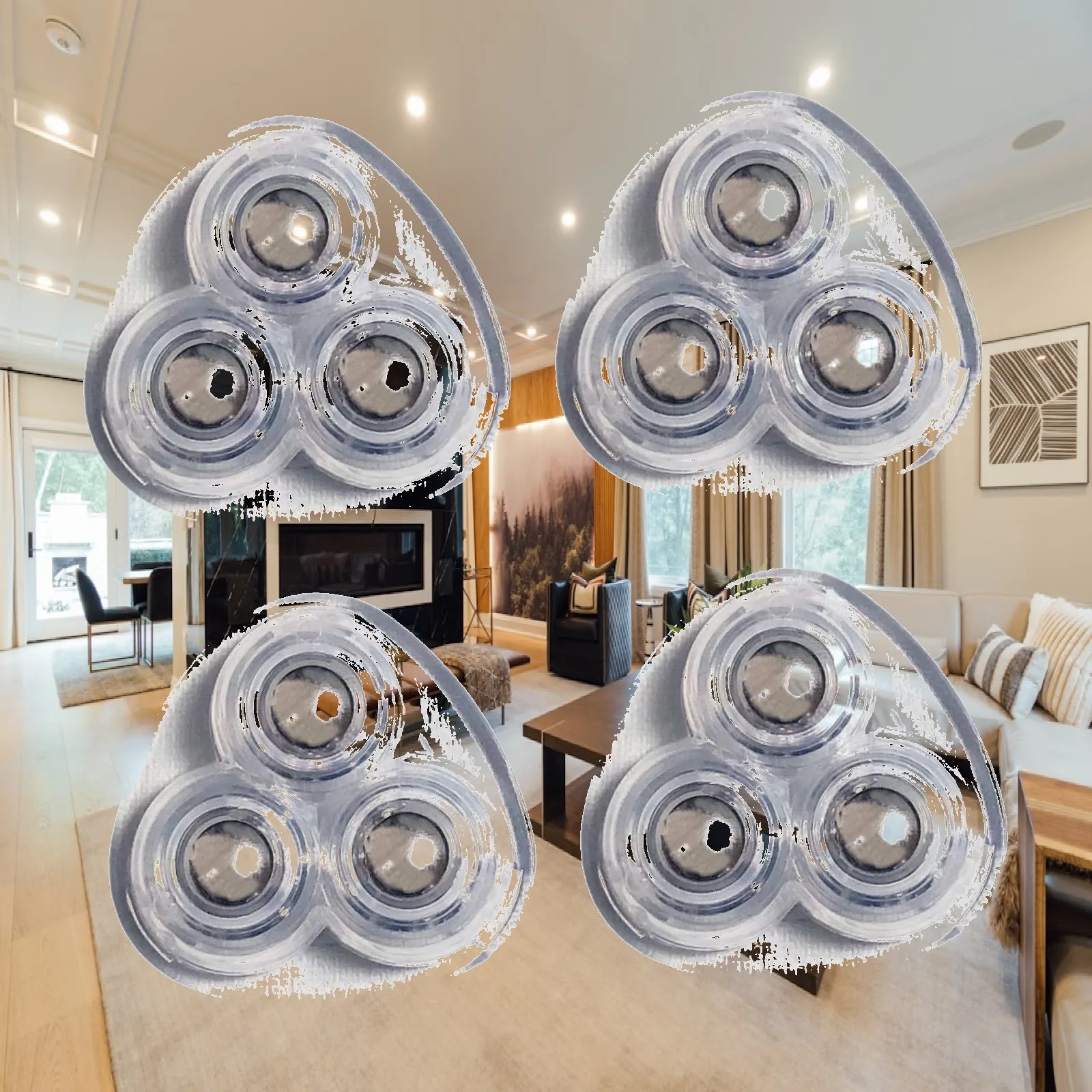 4 Pieces Self Sticky Caster Wheel Furniture Sliders with 3 Balls Bearings Roller Casters Mute 360 Swivel Pulley for Trash Can