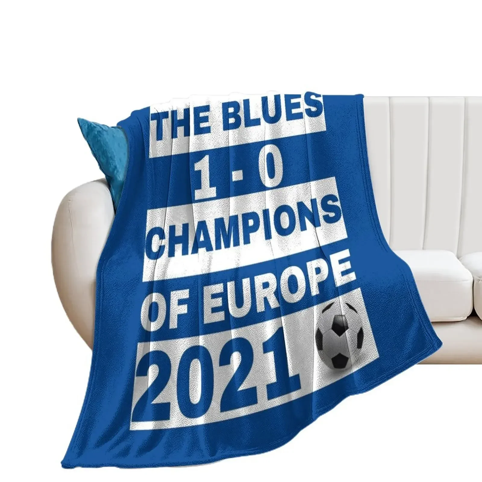 

The Blues 1-0 Champions Of Europe 2021. Throw Blanket Retros Decorative Sofa Thermal Blankets