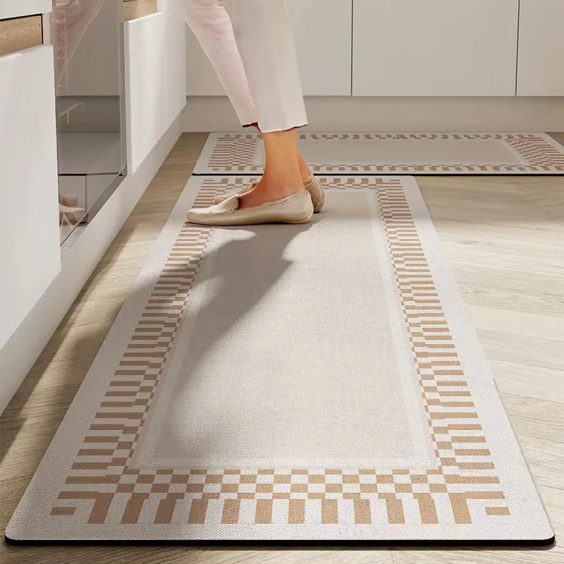 Simple Home Crystal Pile Carpet Kitchen Bathroom Entryway Water Absorbent Oil Absorbent Non-Slip Carpet