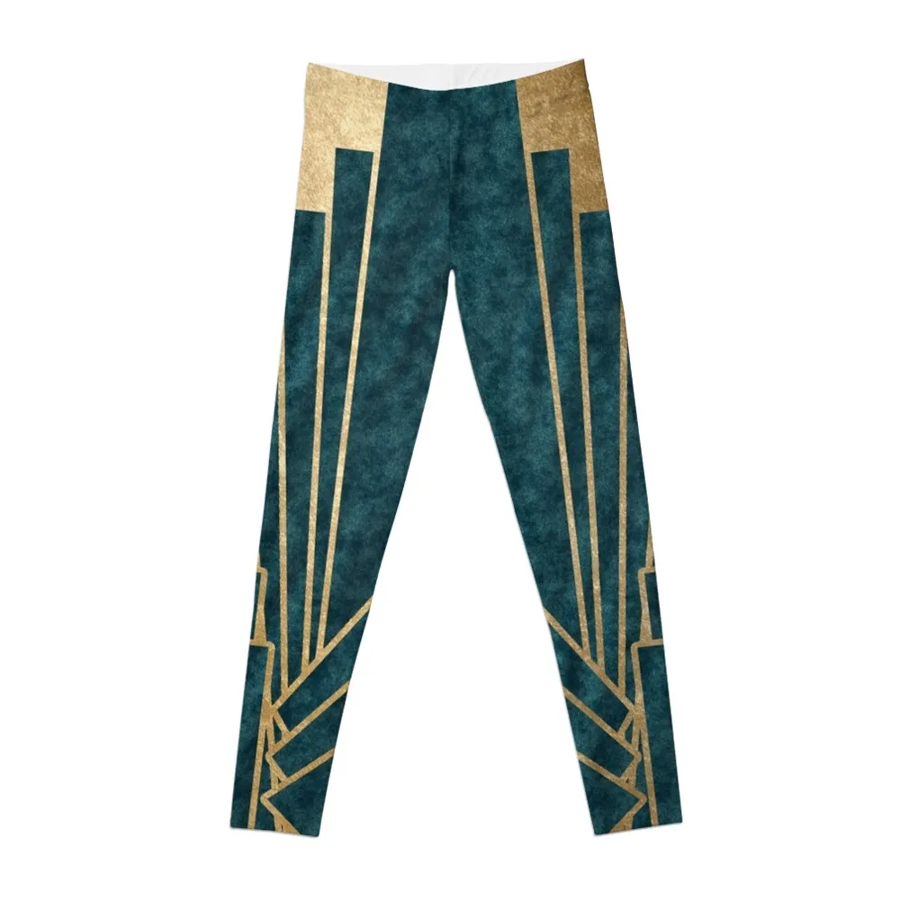 

Art Deco glamour - teal and gold Leggings Women's fitness jogging pants leggins push up woman Womens Leggings