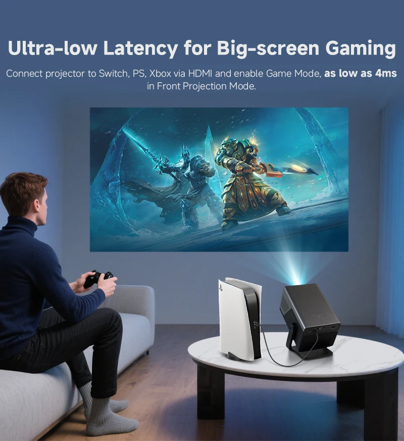 Hot-selling Android 1080P projector with built-in speakers, portable home theater, perfect for outdoor camping