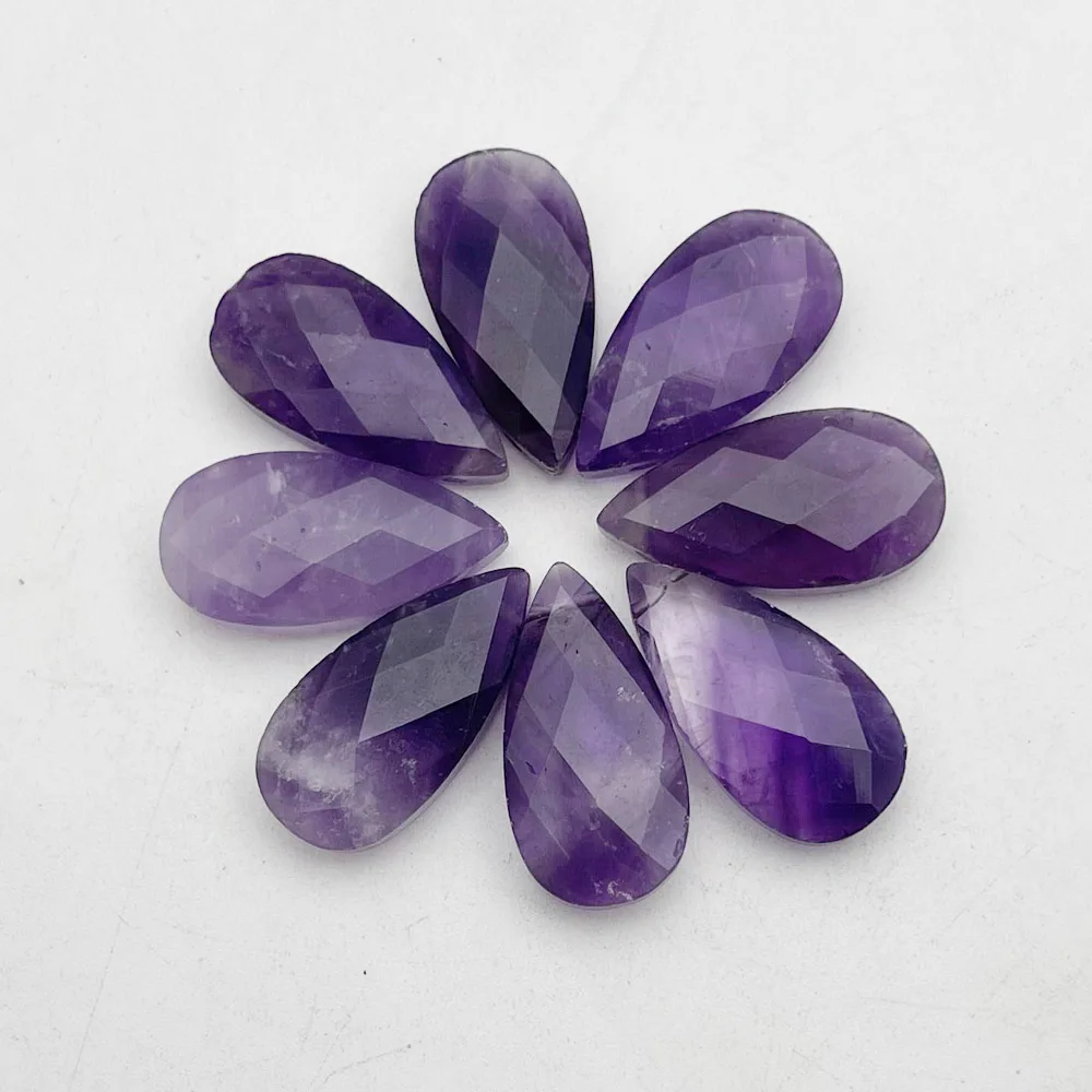 fashion 8pc new good Quality Natural Amethyst Stone Water Drop Shape Loose Bead for Jewelry Making Bracelet Necklace Accessories