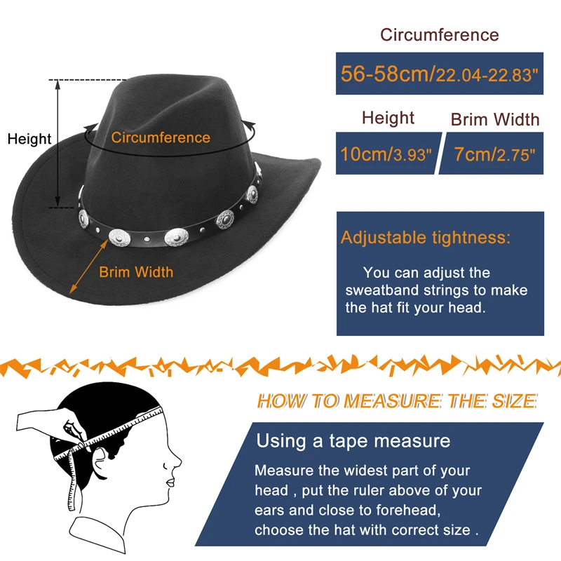 New Vintage Western Women Cowboy Hat For Men Wide Brim Cowboy Jazz Cap With Leather Belt Sombrero Cap Four Seasons