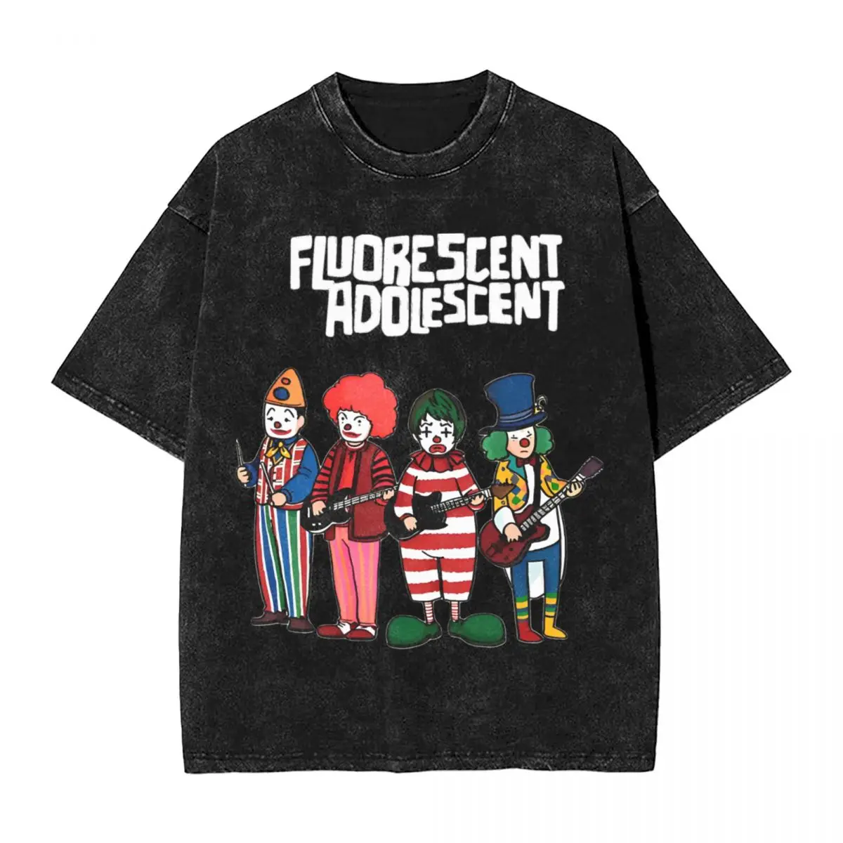 Washed T Shirts Clowns - Fluorescent Adolescent Hip Hop Novelty T-Shirts Harajuku Arctic Monkeys  Tops Tee Shirt Men Women