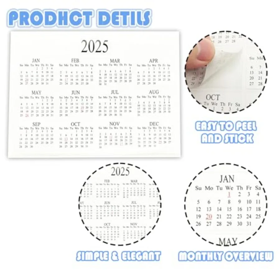 2025 Calendar Stirs Labels 5 * 7 Inch 2025 Mini Planner Calendar Stirs Removable Monthly Planner Schedule Decals Strips for Not