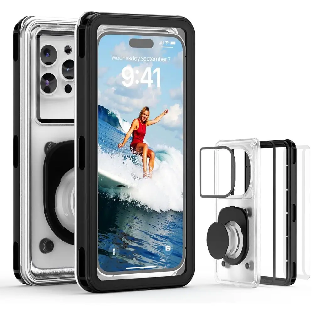 

Водонепроницаемый чехол для телефона IPX8 для iPhone 17 16 15 Pro Max 14 13 Plus 12 11 16e Xs XR 7 8 SE 7,1 дюйма Универсальный подводный сенсорный чехол