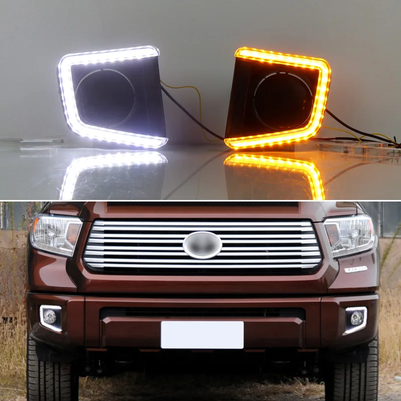 

Car Accessories LED Daytime Running Lights DRL For Toyota Tundra 2014 - 2021 Auto Daylihgts Front Bumper Headlamp