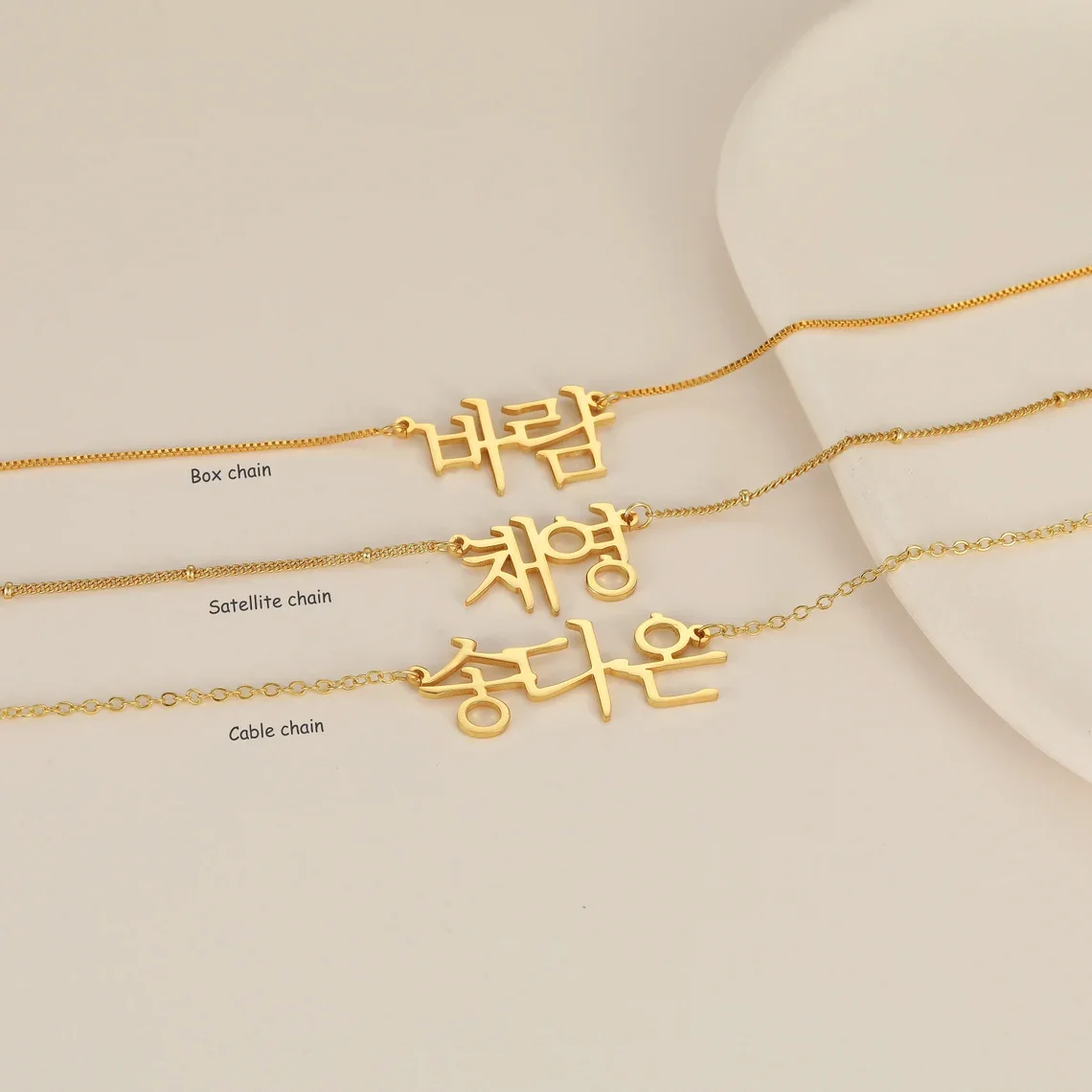 

Customized Korean Name Necklace For Women Personalised 18K Gold Plated Stainless Steel Pendants Korea Nameplate Jewelry Gift