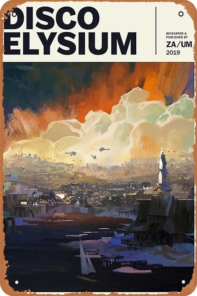 Disco Elysium Poster Vintage Retro Metal Sign 8x12 Inch Man Cave Home Wall Decor