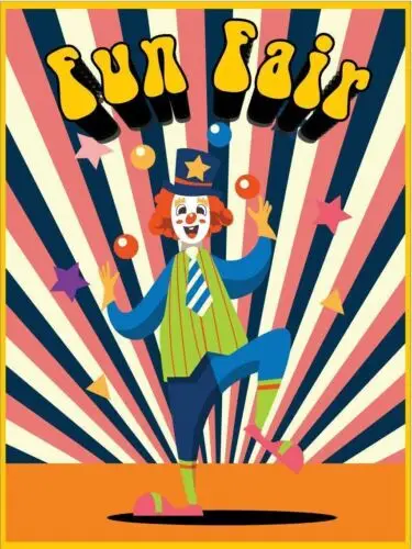 Metal plaque vintage, retro style Fun Fair Clown Classic, tin, door sign
