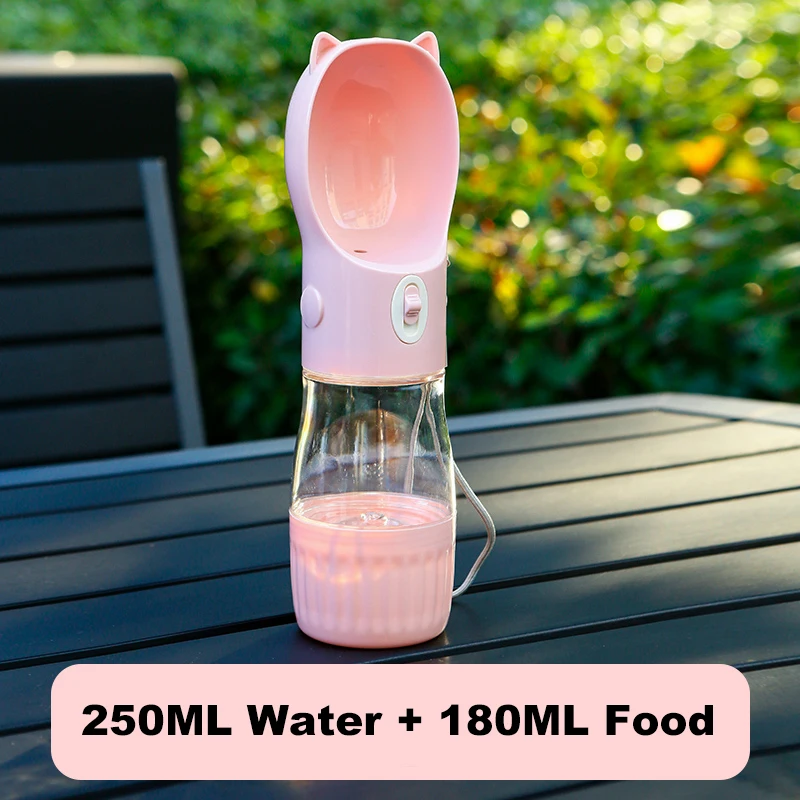 Portable Dog Water Bottle With Food Cup For Small Large Dog Cats Outdoor Walking Drinking Feed Dispense French Bulldog Supplies