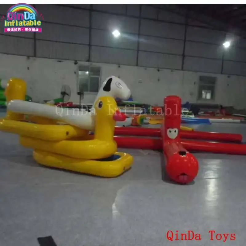 Pássaro aquático flutuante inflável com bomba de ar livre, brinquedos de piscina, parque aquático, vermelho, 3x2m
