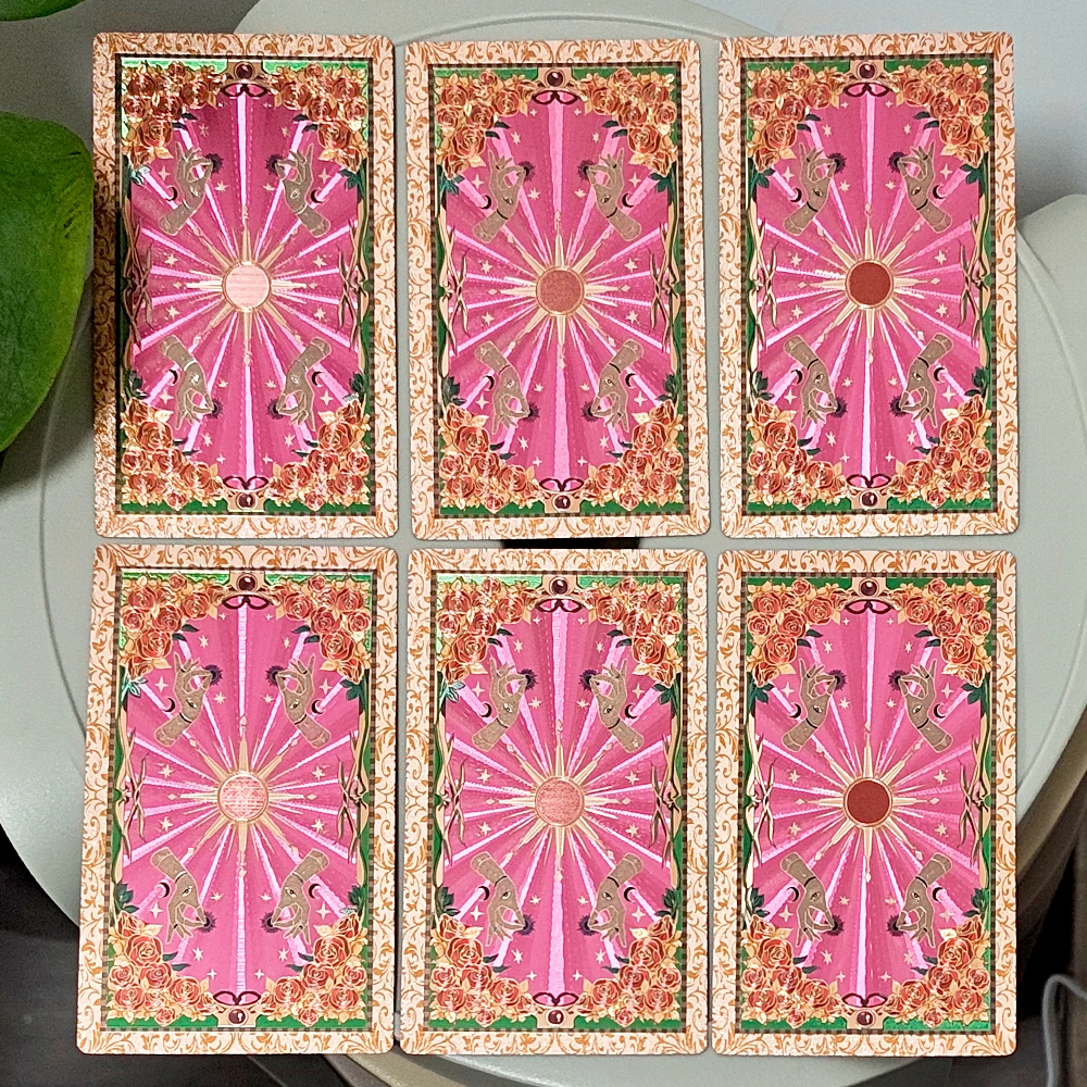 12x7cm Waterproof Durable PET Plastic Tarot Pink & Rose Gold Foil Tarot Cards 78-Card Deck with Box