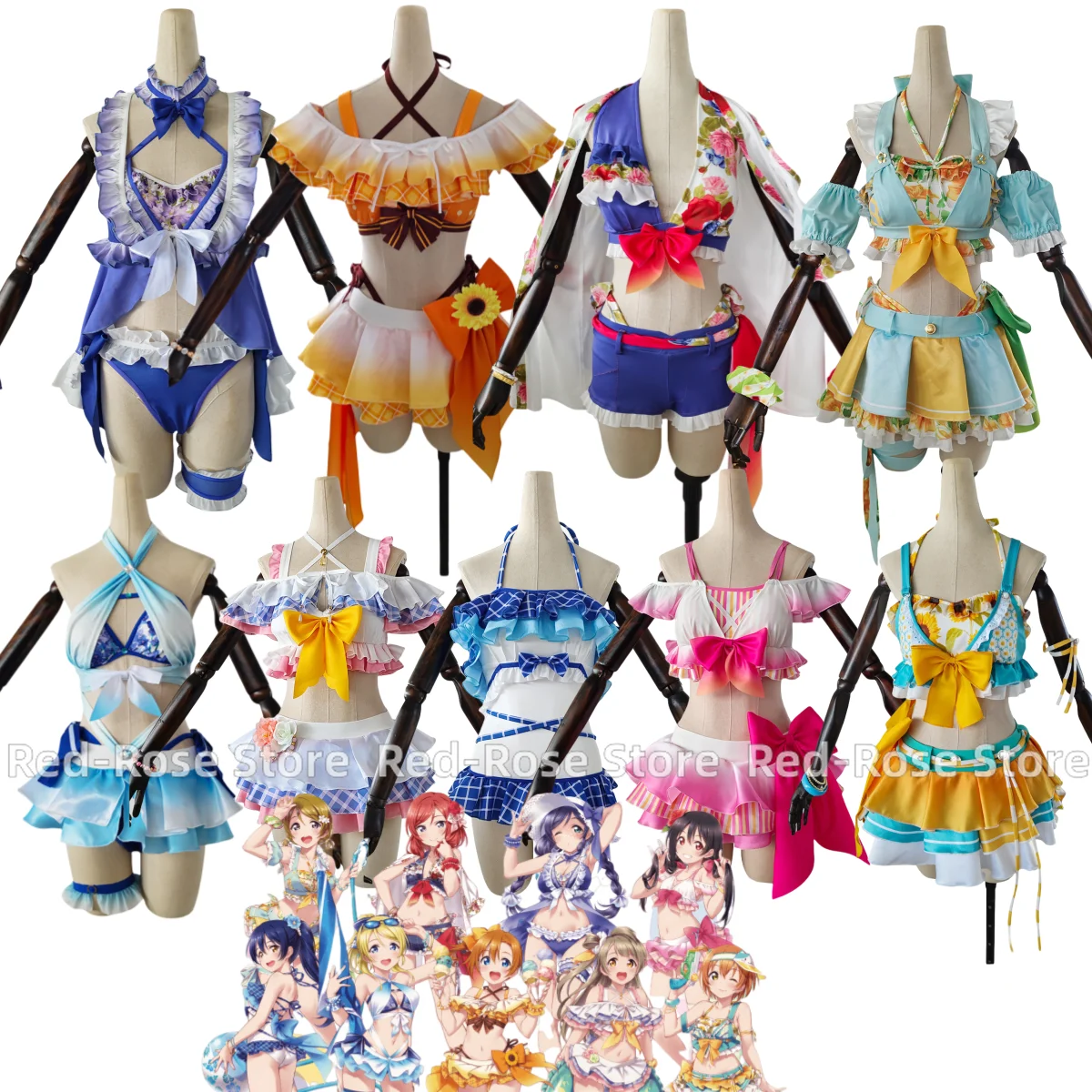 

Love Live Days Μ's Honoka Kousaka Rin Hoshizora Nozomi Tojo Kotori Minami EliAyase Cosplay Costume Swimsuit Women Sexy Bikini