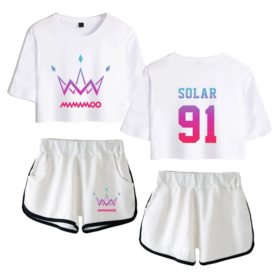 FashionNew Style of MAMAMOO T-shirt O-neck and Short Pants women's sets 2019 hot sale Harajuku T-shirt and shorts two-piece suit