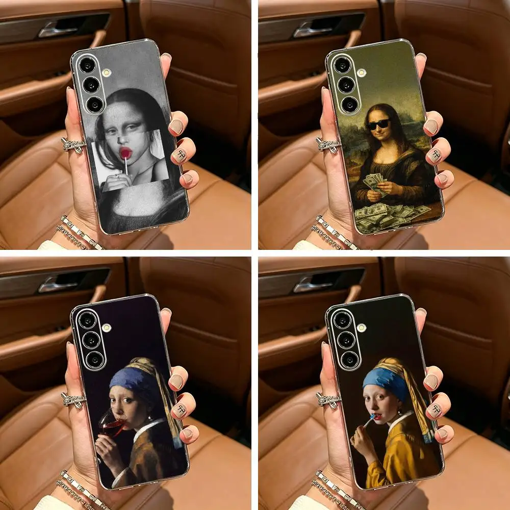 Aesthetic Funny David Mona Lisa Phone Case For Samsung Galaxy A71,A70,A52,A51,A40,A30 Transparent Cover