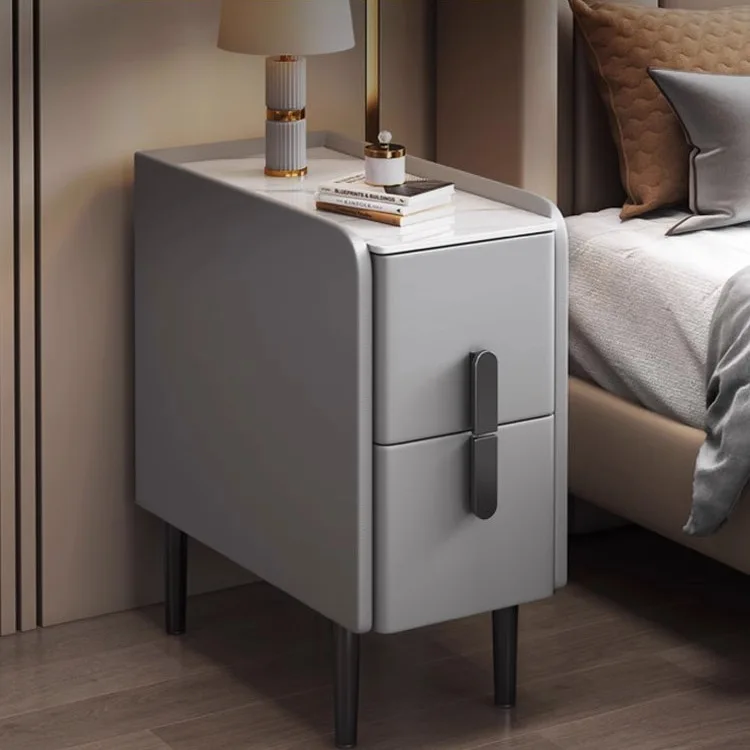 

Smart bedside table Mini simple modern slate solid wood wireless charging Bluetooth audio Small ultra-narrow bedside table