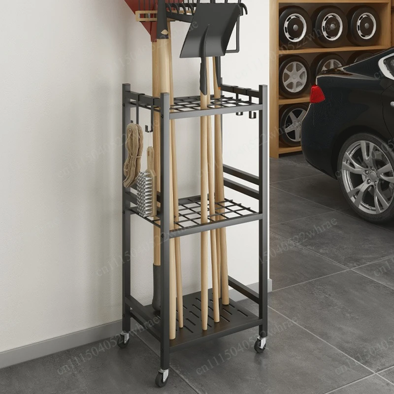 Garden cleaning tool storage rack Farm tool finishing tool rack Multi-purpose garden shovel movable rack