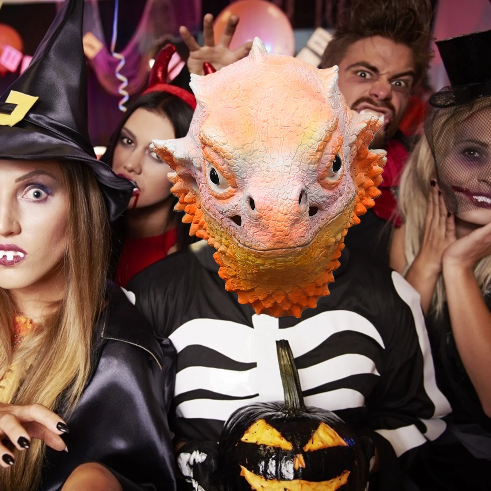 หน้ากากจิ้งจก 1 ชิ้น ทำจากยางลาเท็กซ์ สำหรับงานฮาโลวีน คอสเพลย์ งานแฟนซี ปาร์ตี้ แต่งกาย อุปกรณ์เสริมรูปทรงจิ้งจก