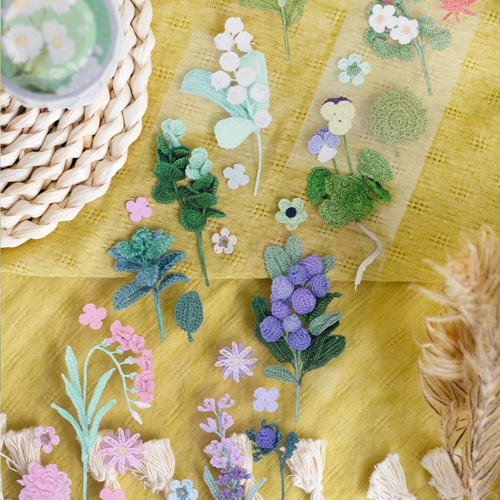 

Loidesign Vintage Flower Crochet Washi PET Tape Planner DIY Card Making Scrapbooking Plan Decorative Sticker