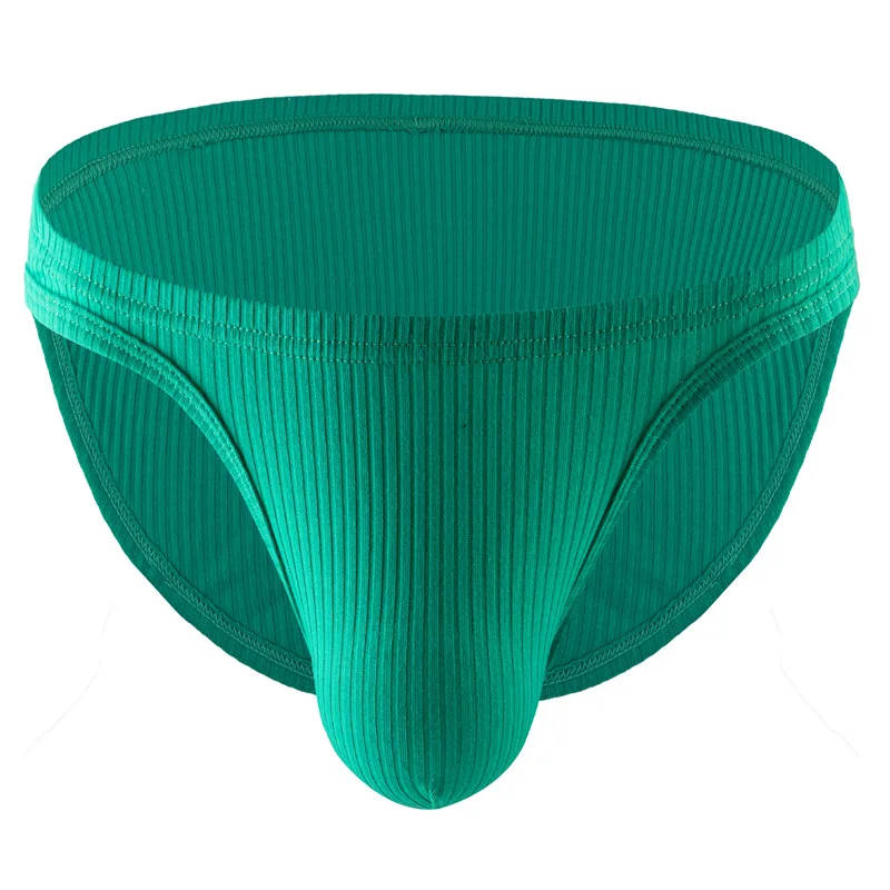 Men's Cotton Ribbed Underwear Low Waist Triangle Briefs Fashion Comfort Breathable Sweat Wicking Trendy Soft Male Daily Panties