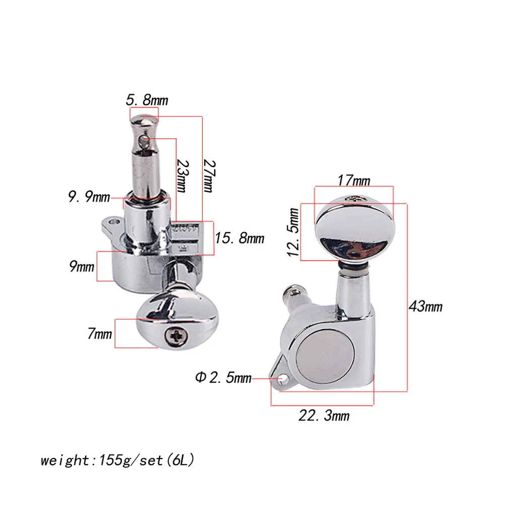

6 in Line Vintage Style Electric Guitar Machine Heads Gc206f Silver Tuning Pegs Durable Replacement Guitar Tuning Keys