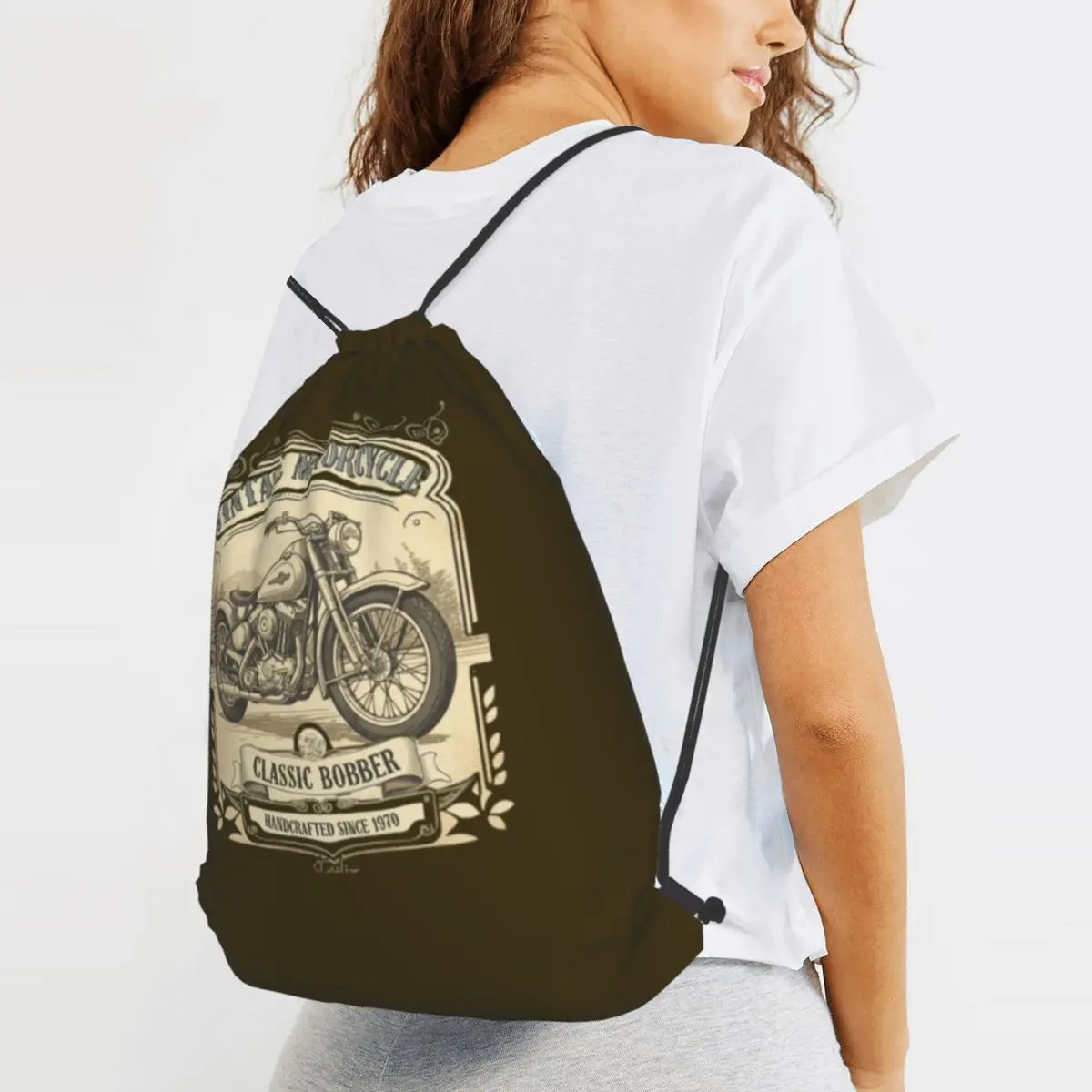 Motorcycle Backpacks Casual Drawstring Bags Shoes Bag Book Bags for Travel School