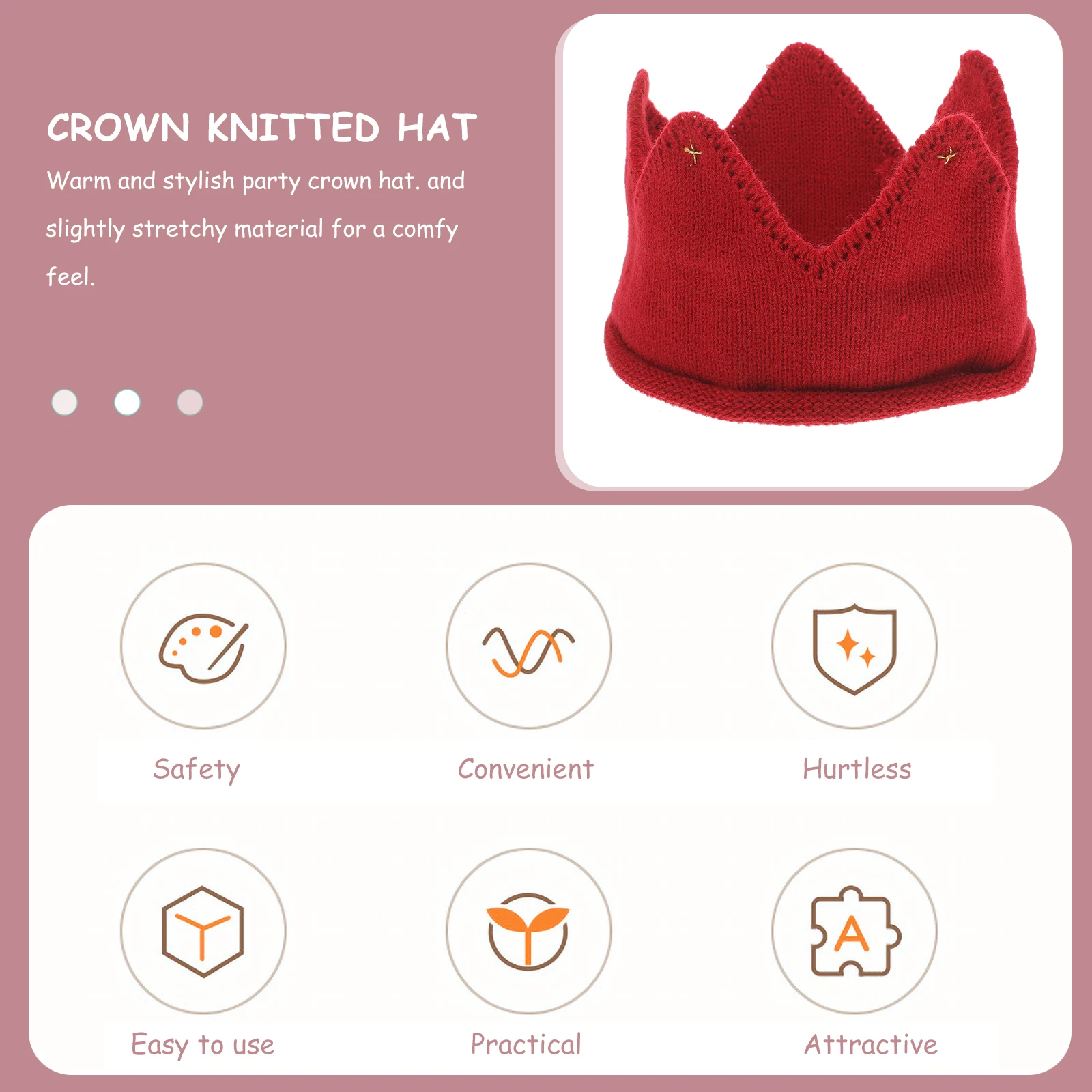 

Baby Knitted Hats Crown Hat for Boy Girl Warm Stretchy Thick Acrylic Photo Parties Childrens Beanie Cap Birthday Felt