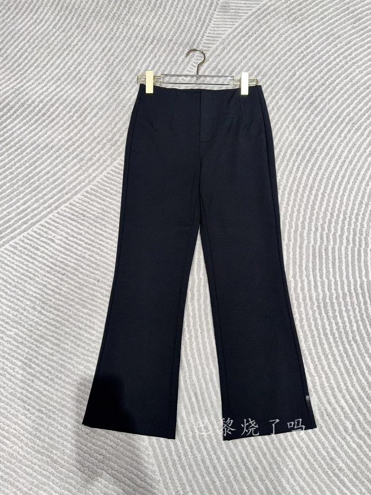 

Casual Bla Bell Bot Pants Women's Faionable Nine Points Pants All-Match Simple Design Slimming Effect Micro Flare Trou...