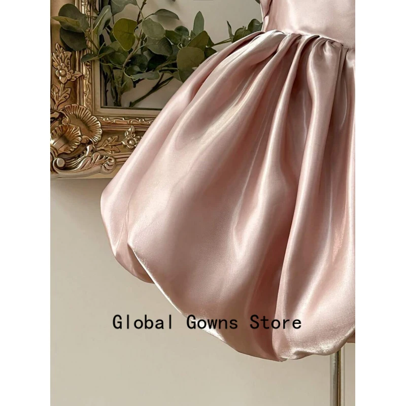 

Elegant Khaki Satin Shiny Ruffle Button Decor Formal Dress,Women's Pink Wedding Guest BbinycKHoe naTbe Customized