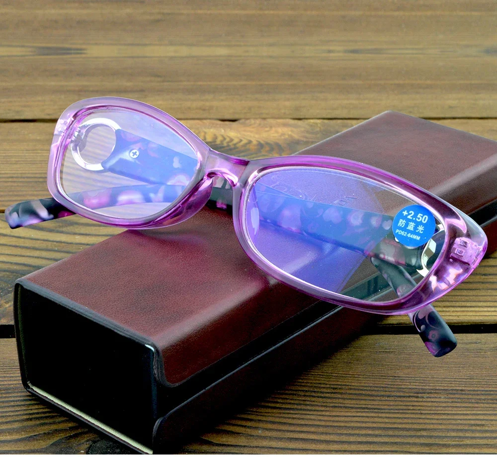 Ladies Small Purple Frame Light Weight Flexible Retro Handcrafted Eyeglasses Reading Glasses Men +0.75 +1 +1.5 +2 +2.5 +3 +3.5+4