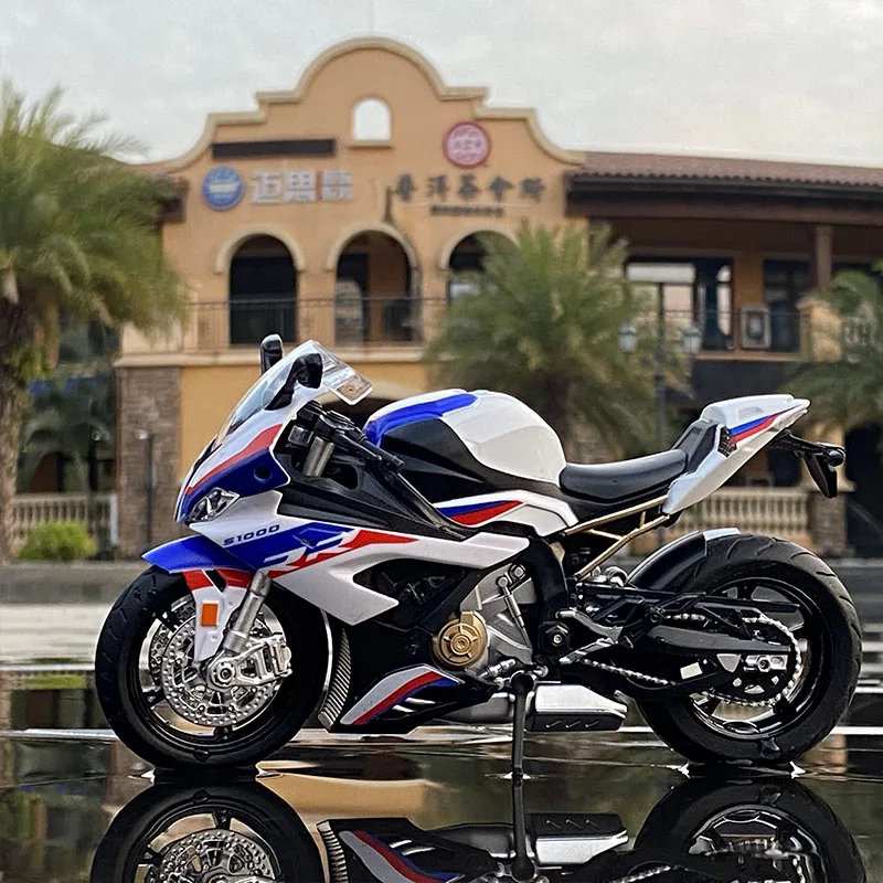 NEW 1:12 BMW S1000RR Racing Motorcycles Model Simulation Alloy Motorcycle Model With Sound and Light Collection Toy Car Gift